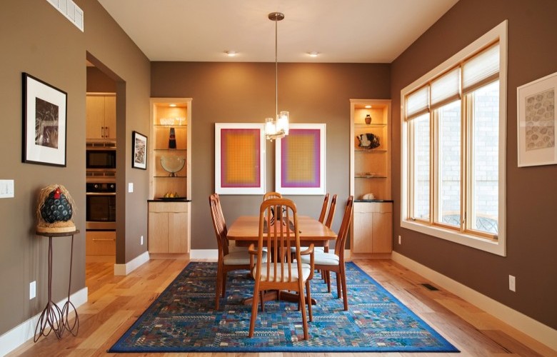 Dining Room with gorgeous natural hickory wood floor